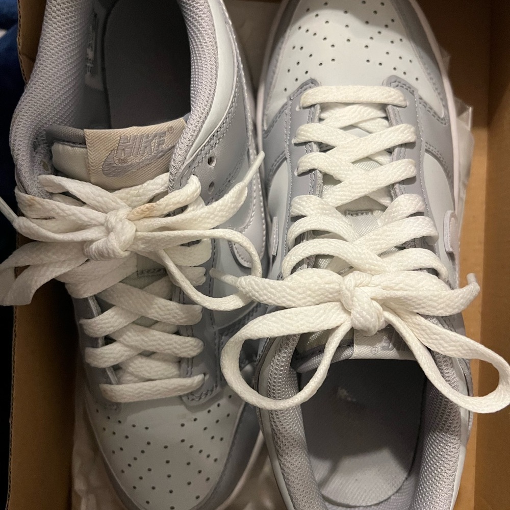 Nike Dunk Low GS in Pure Platinum and Wolf Gray